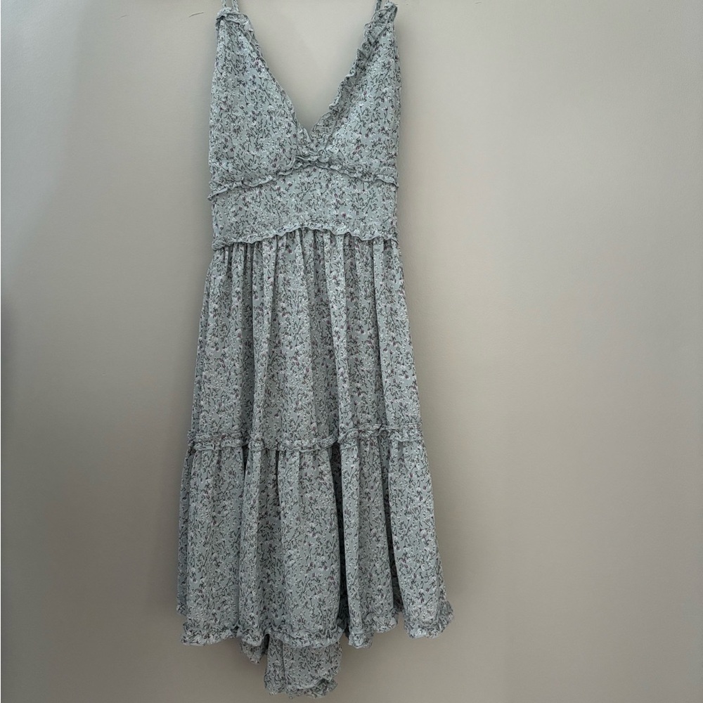 She + Sky Blue Smocked Tiered Sundress